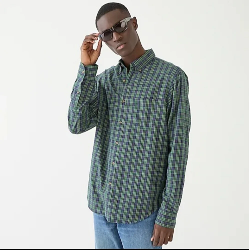 J. Crew Brushed Twill Shirt In TALL MEDIUM Or  UNTUCKED LARGE Blue Plaid NWT $98